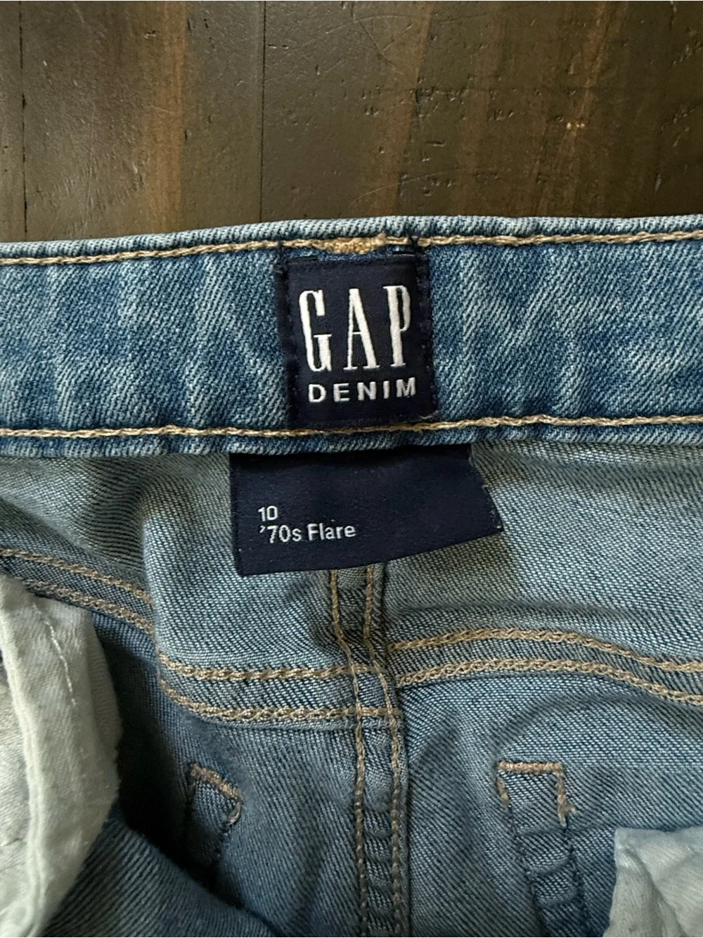 Gap Denim Kids High Rise '70s Flare Girls Blue Jeans Size 10 Adjustable Waist